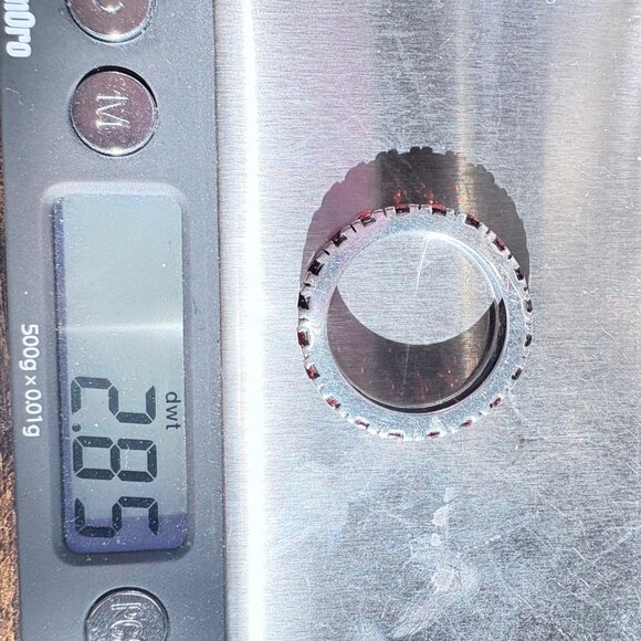 VTG Solid Sterling Silver 925 Synthetic Ruby Statement Ring Size 9 - Picture 7 of 8